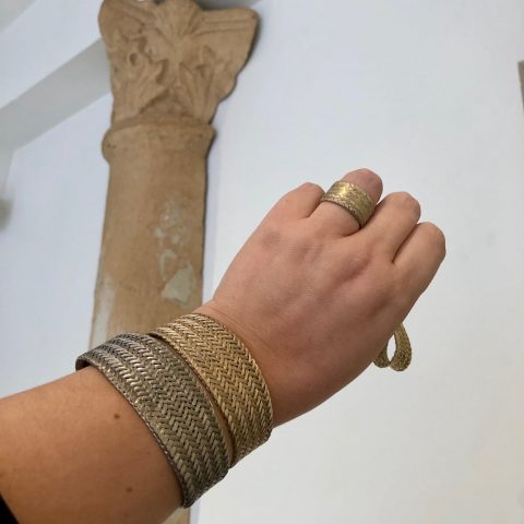 ancienne ambiance greek goddess bracelet stack and goddess ring