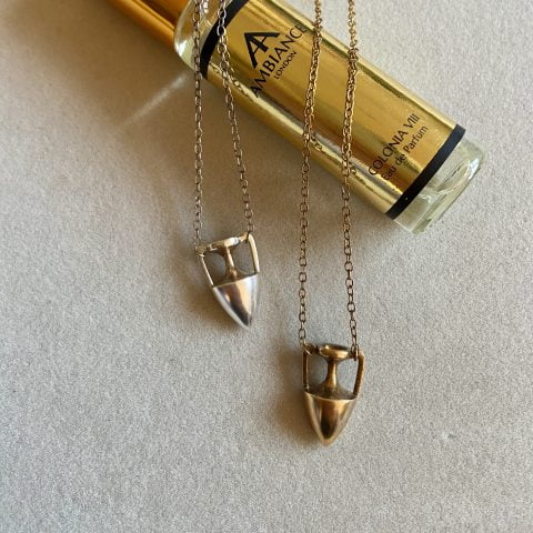 gold amphora pendant necklace - silver amphora pendant necklaces - amphora necklaces maximos zachariadis at ancienne ambiance london