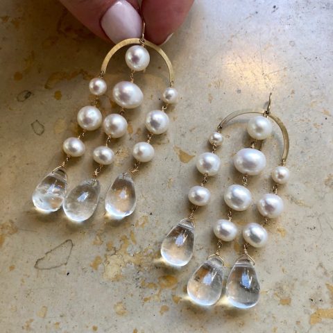 claire van holthe pearl chandelier earrings at ancienne ambiance