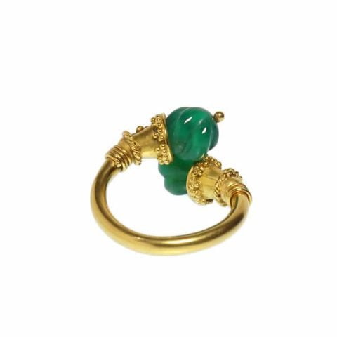 21k gold etruscan revival jade ring by ancienne ambiance