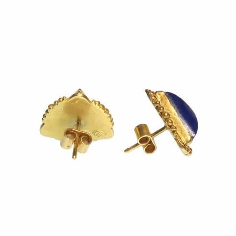 ancienne ambiance - etruscan revival earrings - gold lapis studs - lapis lazuli studs