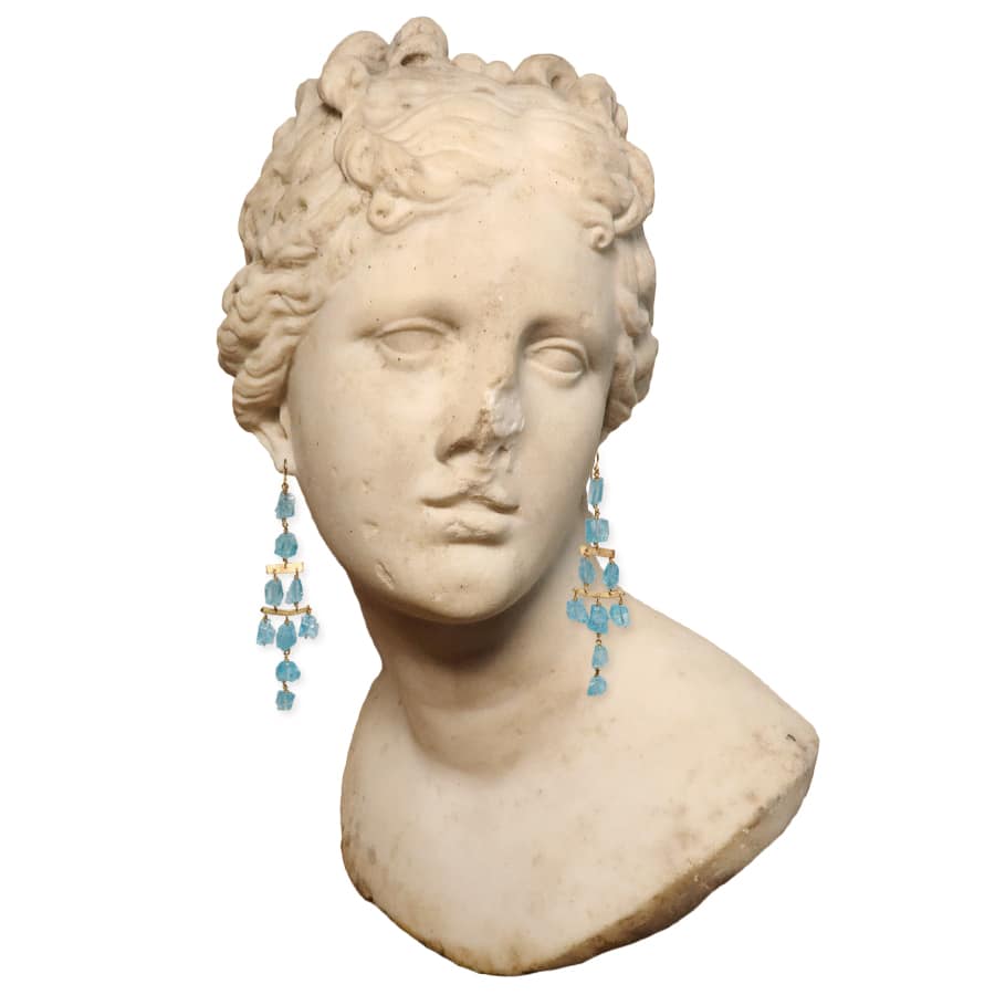 ancienne ambiance - claire van holthe blue apatite earrings - handmade chandelier earrings