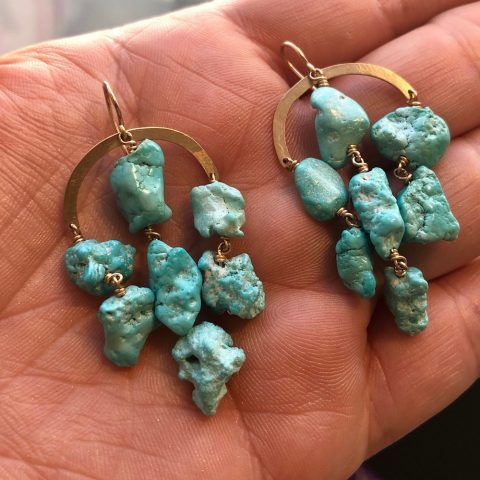 ancienne ambiance - claire van holthe turquoise chanelier earrings - in hand
