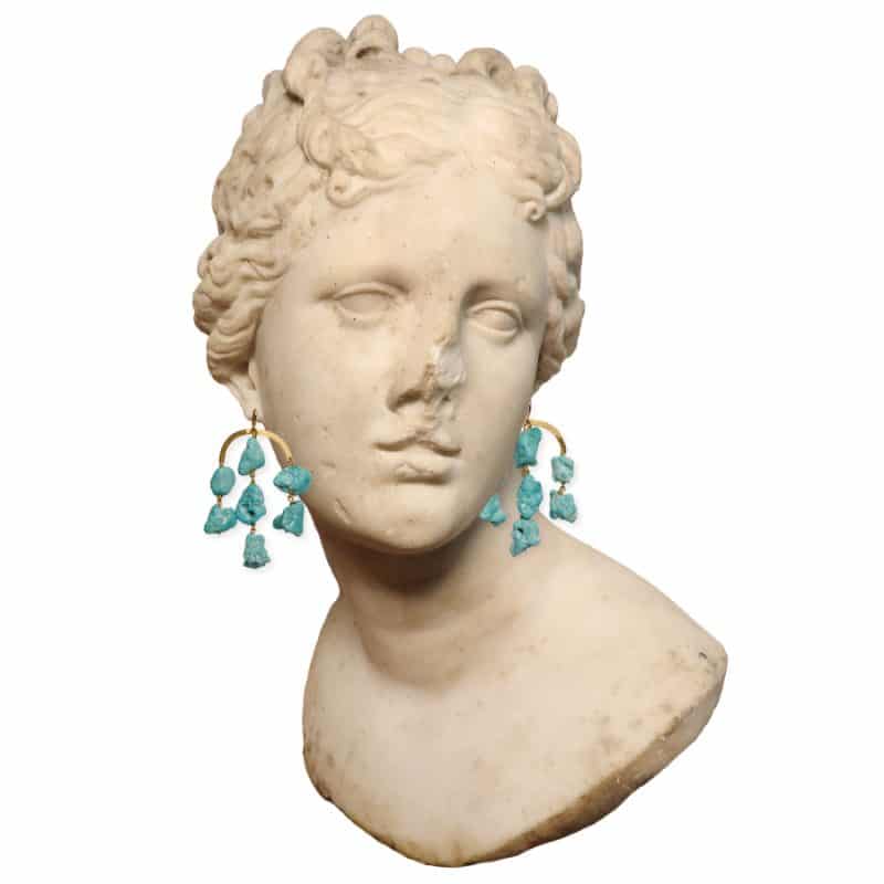 ancienne ambiance - claire van holthe turquoise chandelier earrings - goddess earrings