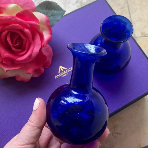 ancienne ambiance housewarming gifts - la soufflerie blue bud vases - gift set for the home - hand held vase