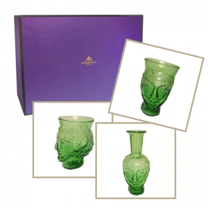 la soufflerie green head glass head vase trio gift set ancienne ambiance