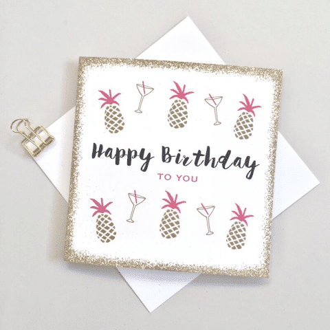 ancienne ambiance- pineapples birthday card - always sparkle birthday cards