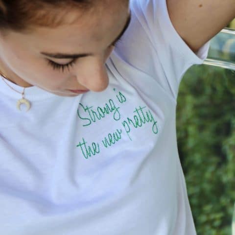 ancienne ambiance - melissa wear your heart - embroidery tshirt - strong is the new pretty tshirt front