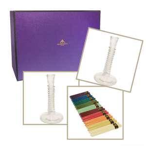 Luxury Housewarming Gifts - coloured dinner candle and la soufflerie glass candle holder gift set