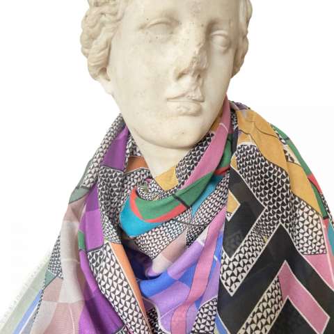 goddess statue - aphrodite greek key modal cashmere scarf - ancienne ambiance luxury scarves