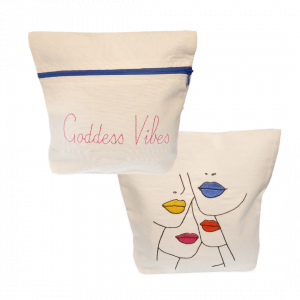 goddess vibes embroidery lips white bag - ancienne ambiance