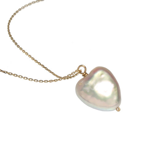 ancienne ambiance - claire van holthe pearl heart pendant on gold chain necklace