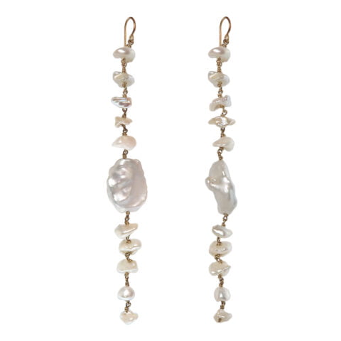 long fresh water pearl statement earrings | Claire van Holthe Jewellery | Long South Sea Pearl Earrings