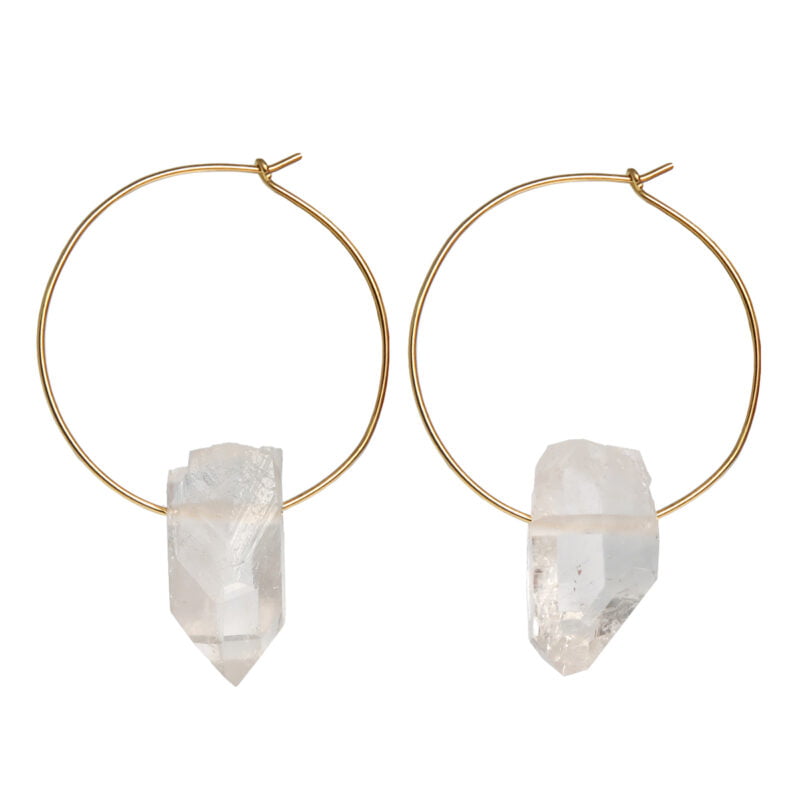 Rock Crystal Earrings | Claire van Holthe Hoop Pendant Earrings