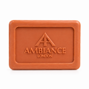 Rectangular red berry soap bar embossed with "Ancienne Ambiance London" logo. The simple design conveys elegance and cleanliness.