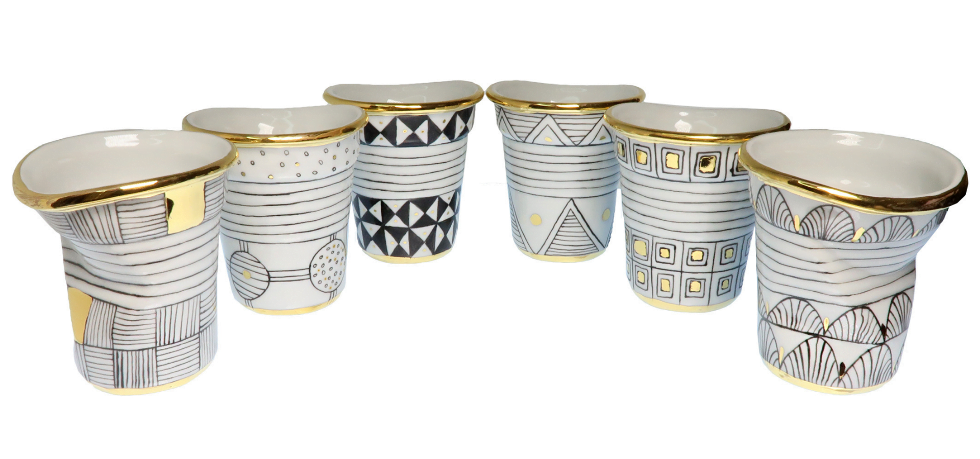 hand painted porcelain coffee cups - gold plated espresso cups