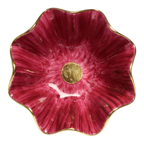 Medium Gold-Plated Flower Bowl, Red