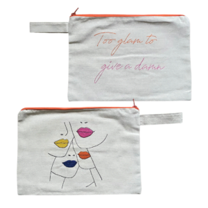 MELISSA wear your heart - too glam to give a damn embroidered clutch bag - ancienne ambiance - large canvas pouch