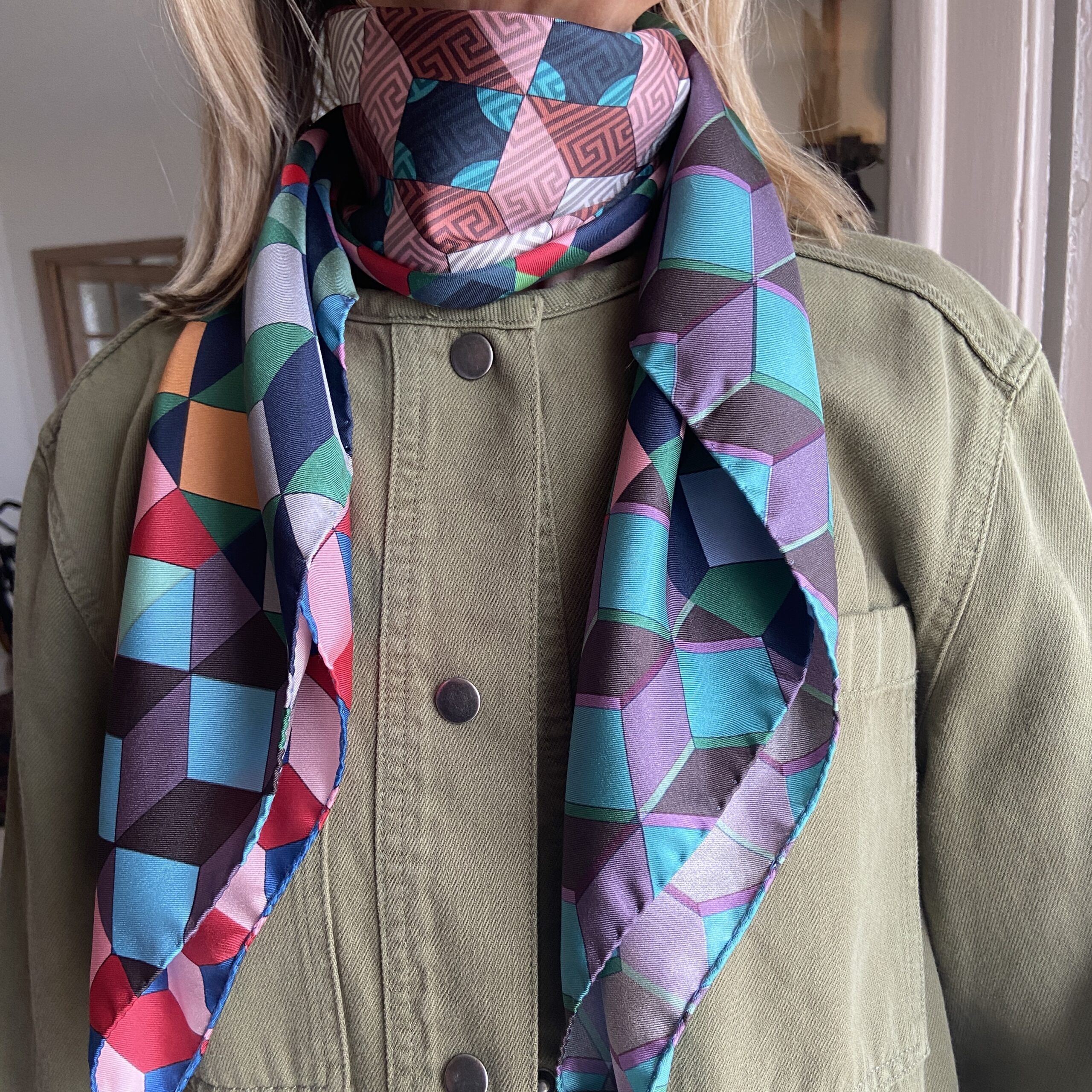 Carnevale Harlequin Print Silk Scarf 90cm - Image 7