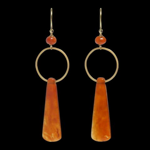 ancienne ambiance x claire van holthe roman carnelian 9k gold disc earrings
