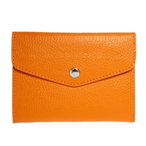 Leather Envelope Pouch Wallet, Orange