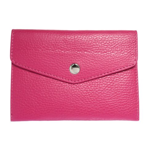 Leather Envelope Pouch Wallet, Pink
