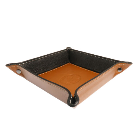 Leather Tidy Tray Square, Caramel