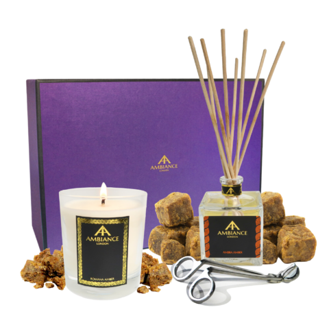 Amber Candle and Diffuser Gift Set