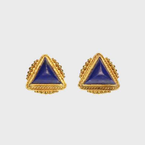 21k Gold Lapis Lazuli Stud Earrings