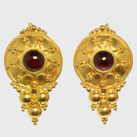 21k Gold Garnet Grappolo Earrings