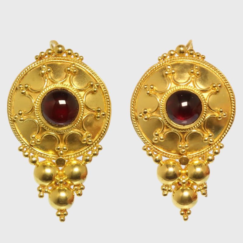 21k Gold Garnet Grappolo Earrings
