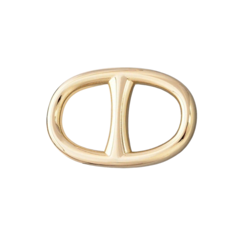 Elegant gold oval-shaped scarf ring.