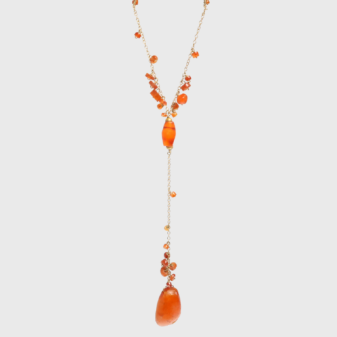 Roman Carnelian Necklace, 9K Gold