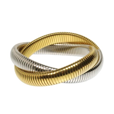 Medusa Snake Bracelet Double Stretch Gold Silver