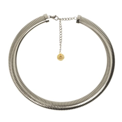 Medusa Snake Necklace Single Silver Tone