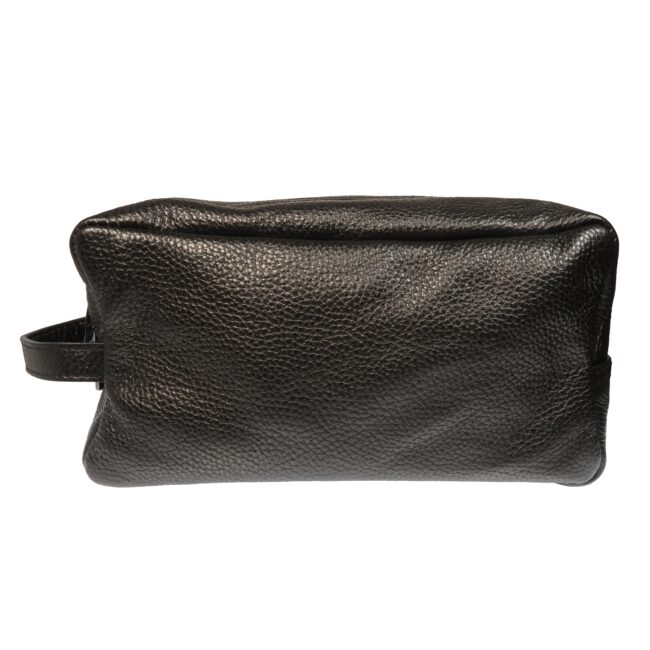 Black Leather Toiletry Bag
