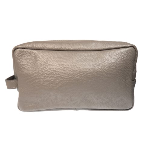 Grey Leather Toiletry Bag