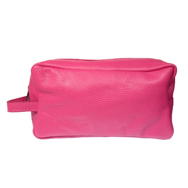 Pink Leather Toiletry Bag