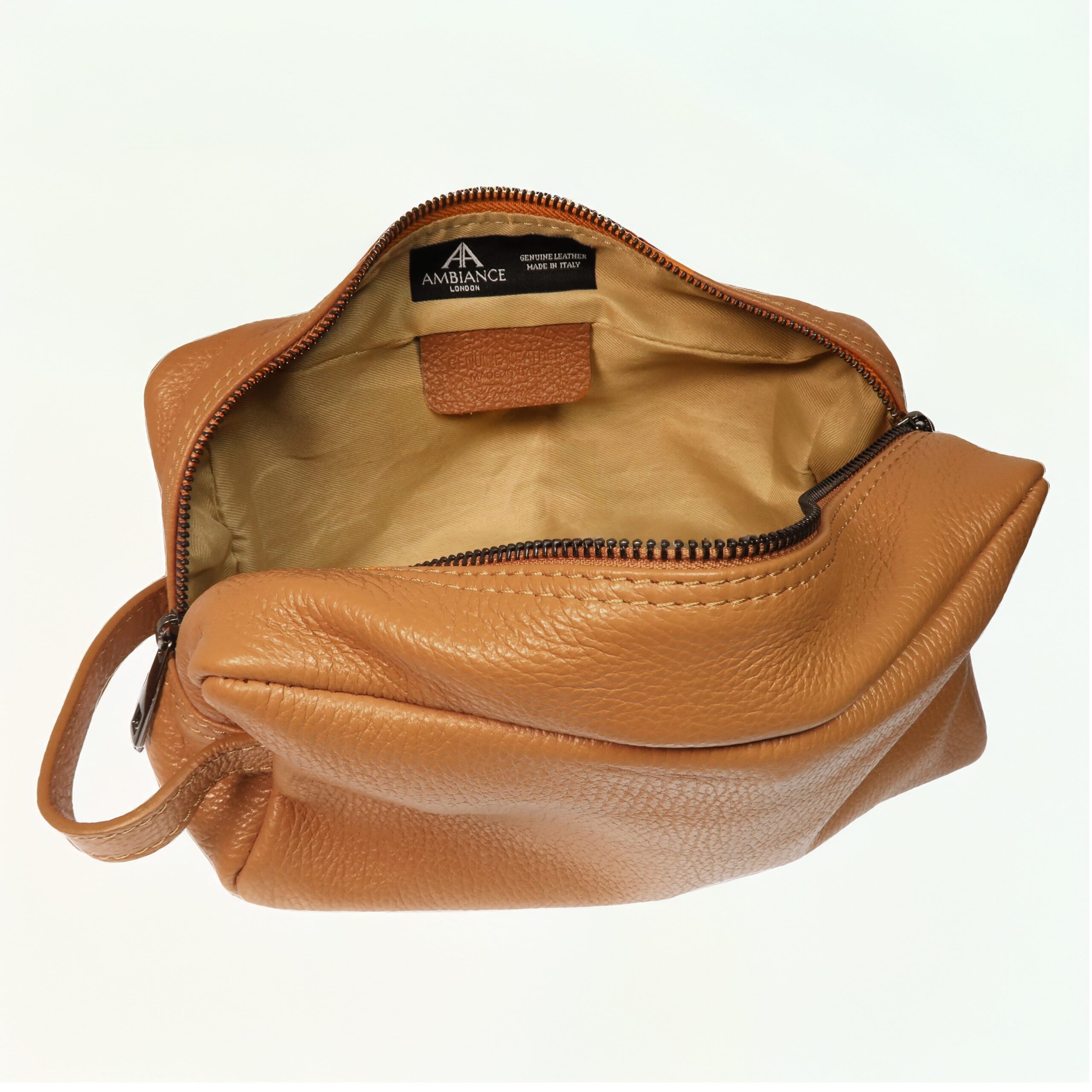 Tan Leather Toiletry Bag
