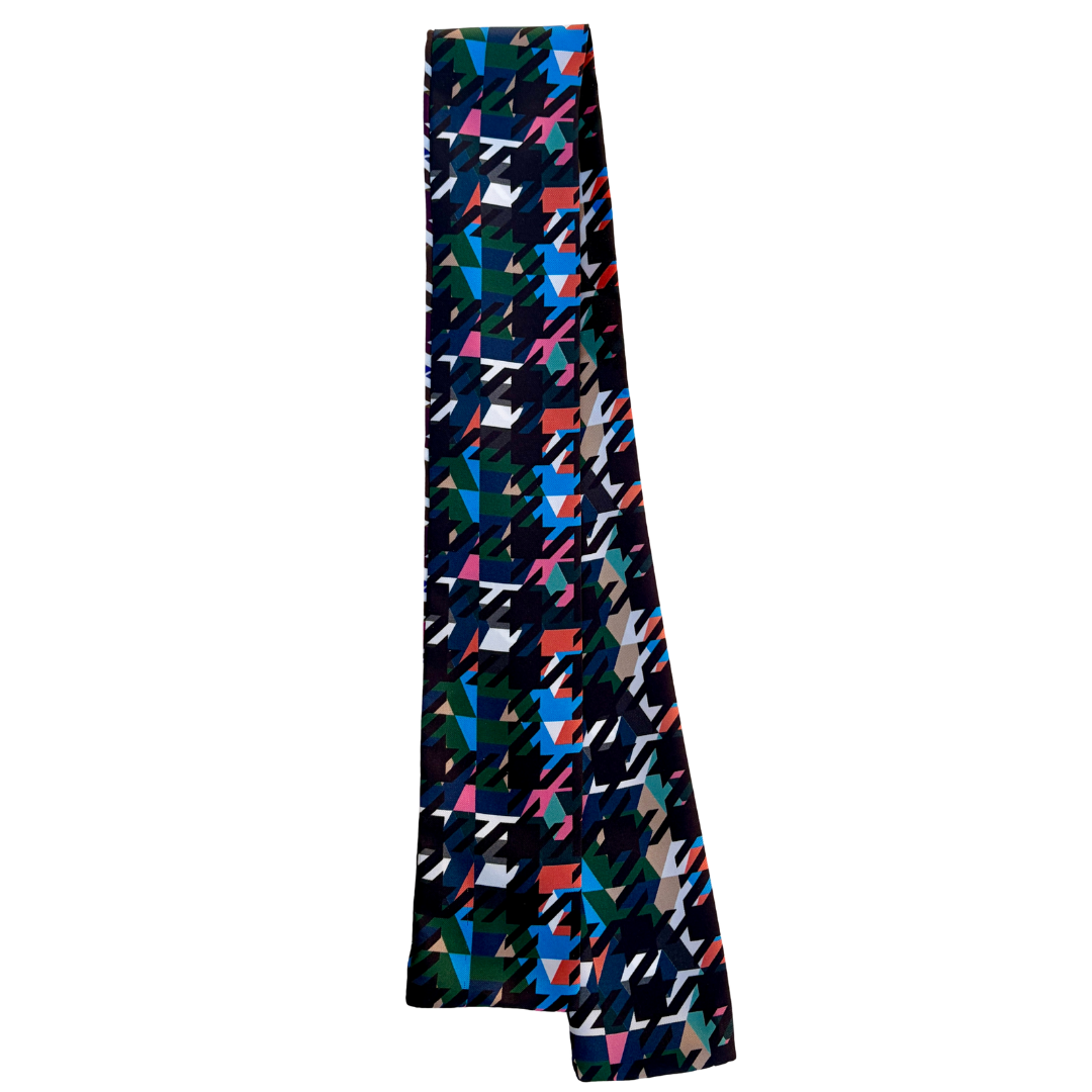 Artemis houndstooth print silk twilly scarf
