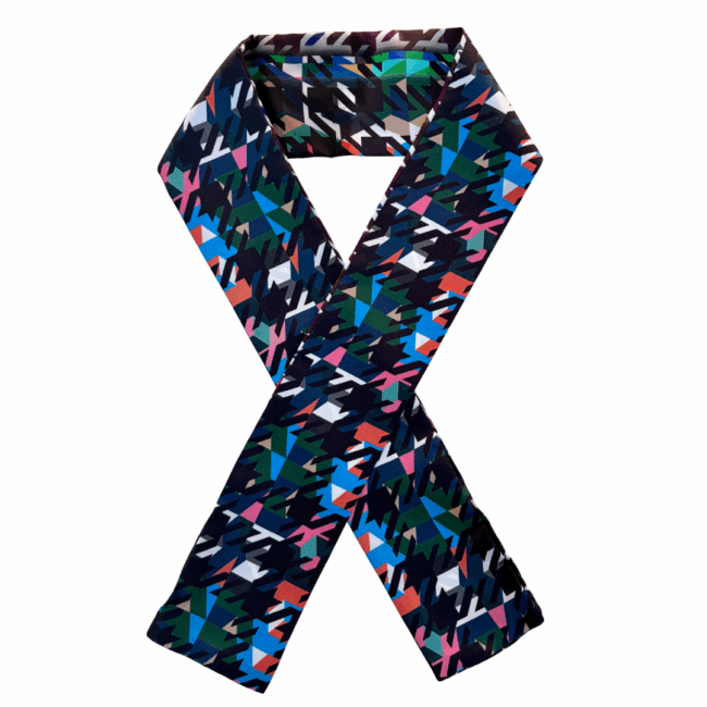 Artemis houndstooth print silk twilly scarf