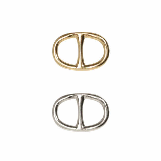 Ambiance London oval Scarf Rings in gold and silver.